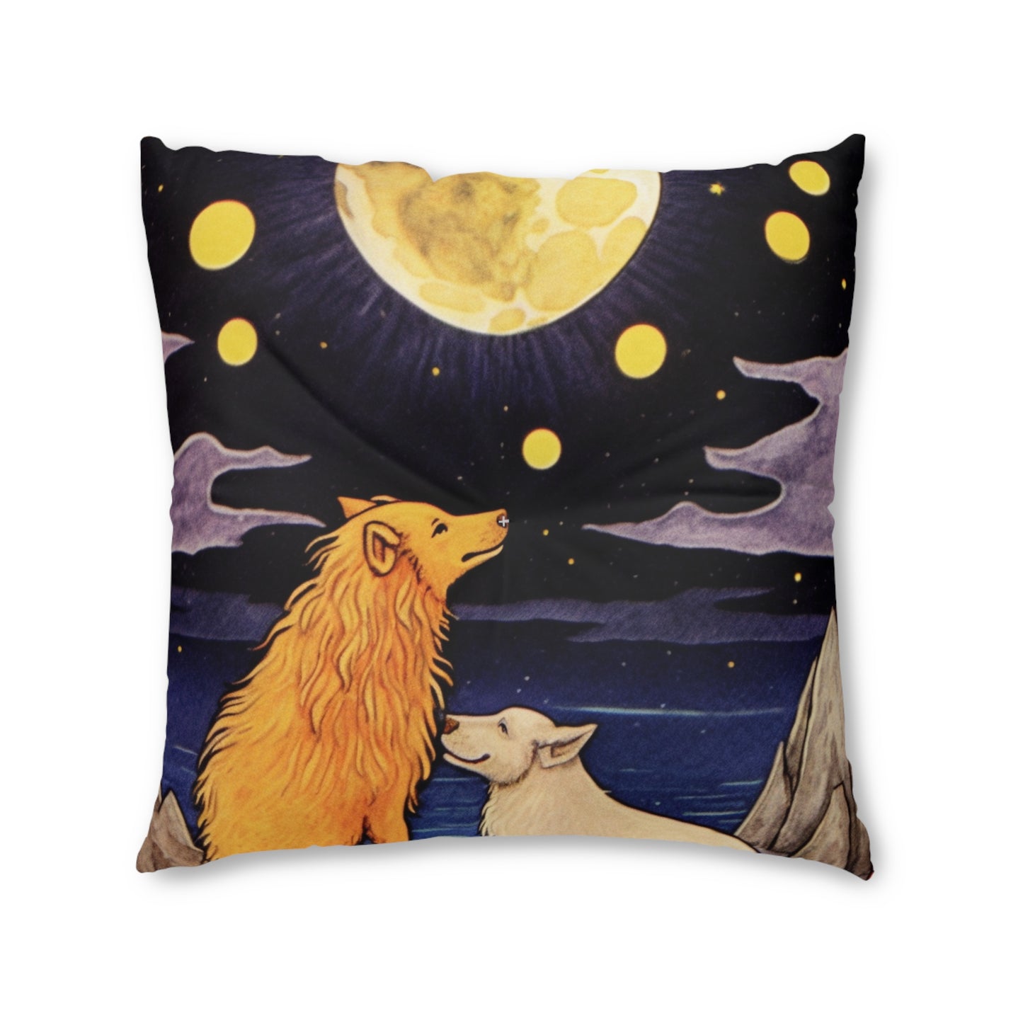 Moon Tarot Card Art - Embrace Your Intuition and Dreams - Tufted Floor Pillow, Square