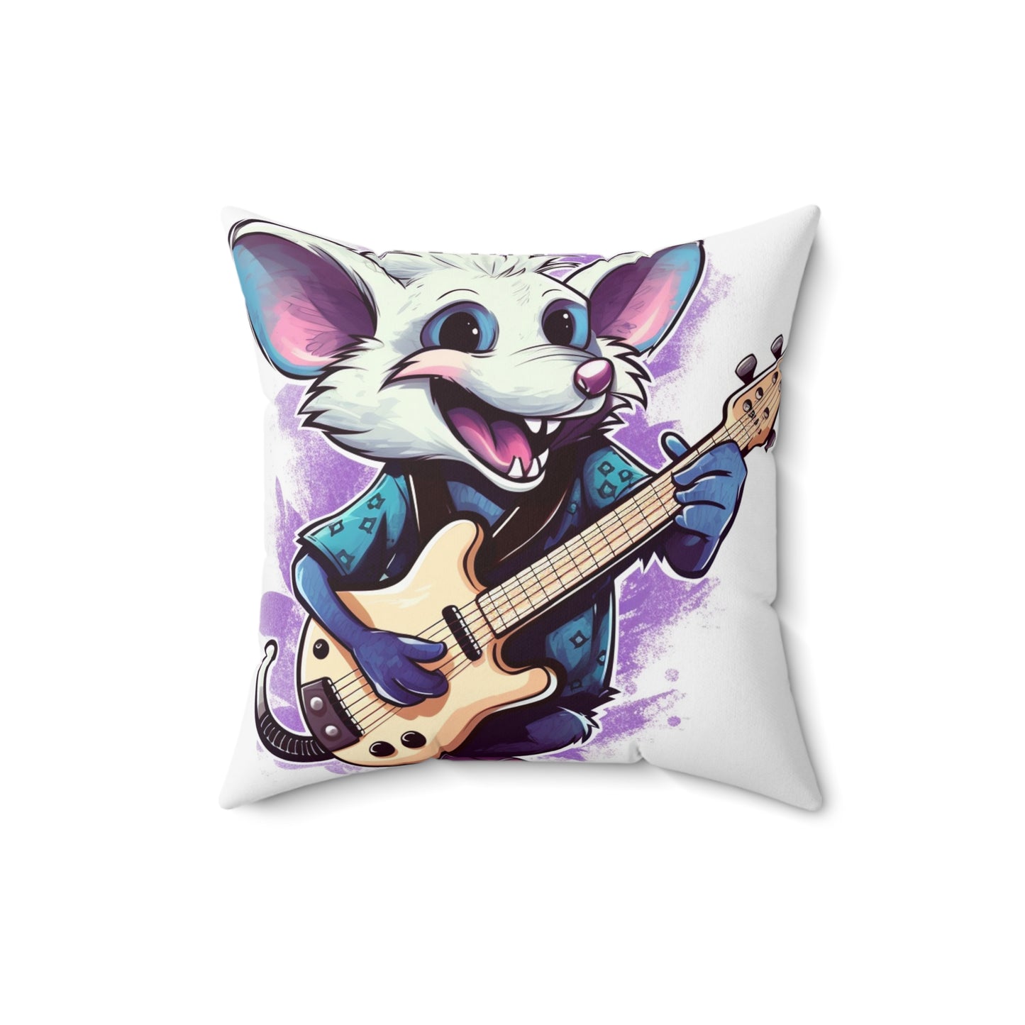 Musical Musician Opossum Anime Guitarist Spun Polyester Square Pillow