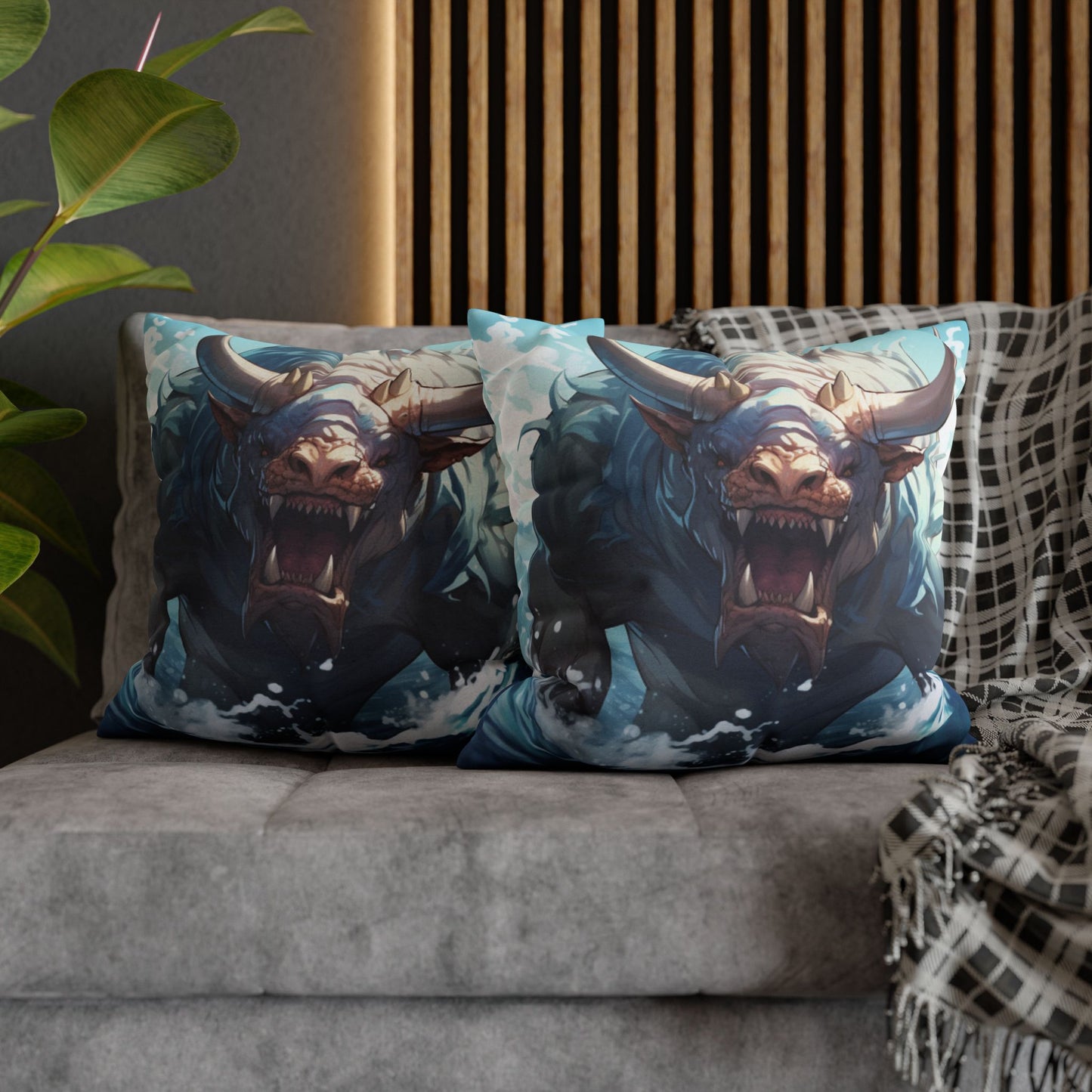 Bull Shark Fusion: Water Fantasy - Hybrid Ocean Marine Animal - Spun Polyester Square Pillow Case