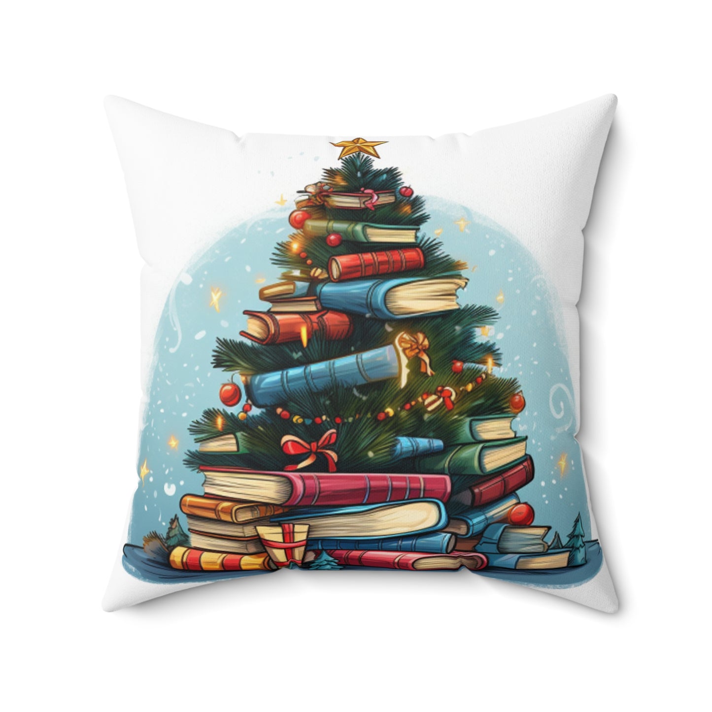 Book Lover Christmas Tree, Gift For Readers - Spun Polyester Square Pillow