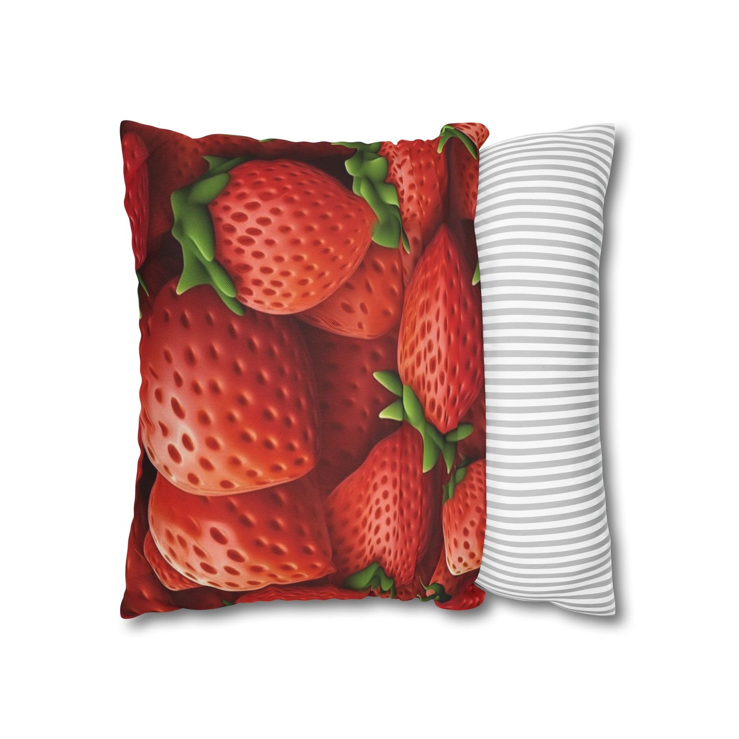 Garden Strawberries- Wild Sweet Gourmet - Farm Growing Ripe Red Fruit -Spun Polyester Square Pillow Case