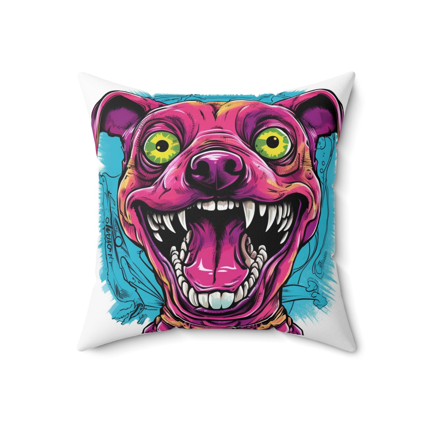 Retro Alien Dog Cartoon Aesthetic Spun Polyester Square Pillow