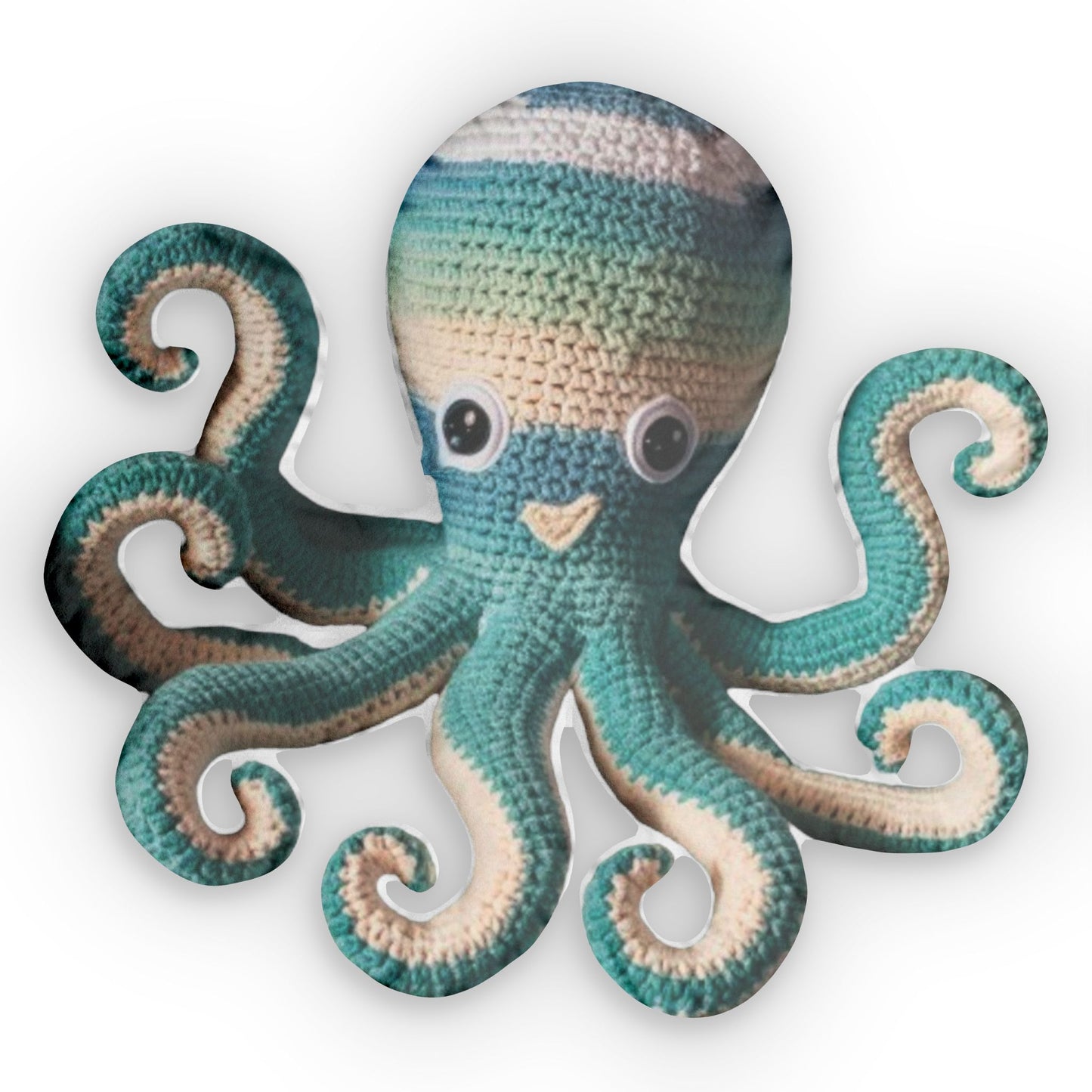 Octopus light blue cotton, stuffed sea animal, soft sculpture, plush octopus, crocheted octopus toy, octopus lovers gift, Shaped Pillow