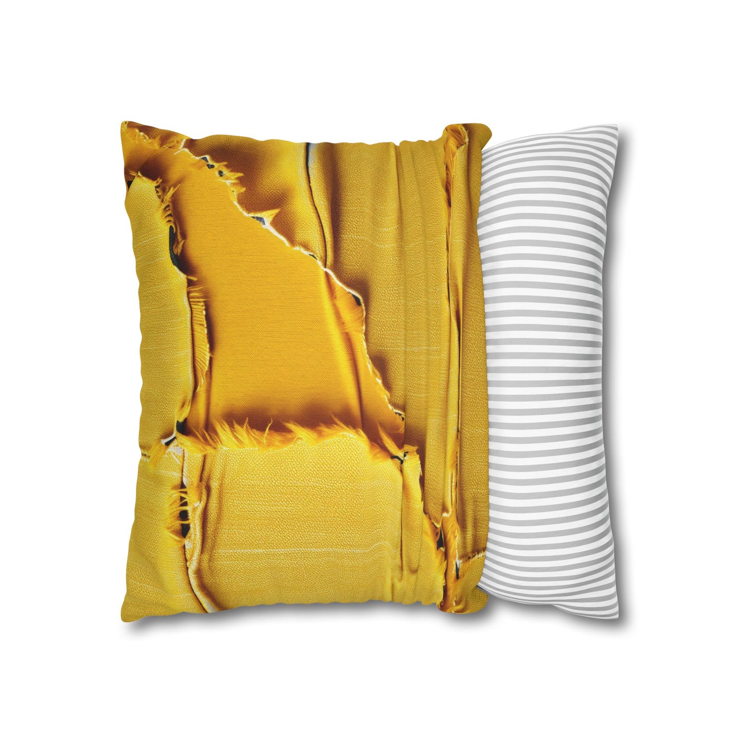 Banana Yellow Lemon: Bold Distressed, Denim-Inspired Fabric - Spun Polyester Square Pillow Case