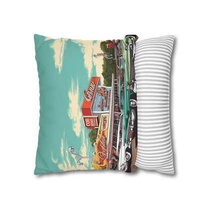 1950s Classic Car Collection Retro Artwork Spun Polyester Square Pillow Case