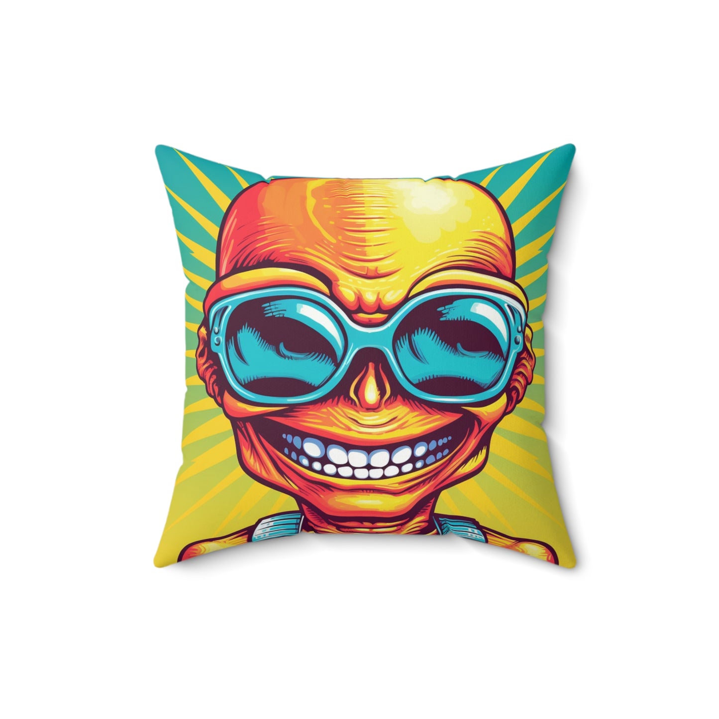 Alien Pop Culture Bright Body Designer Spun Polyester Square Pillow