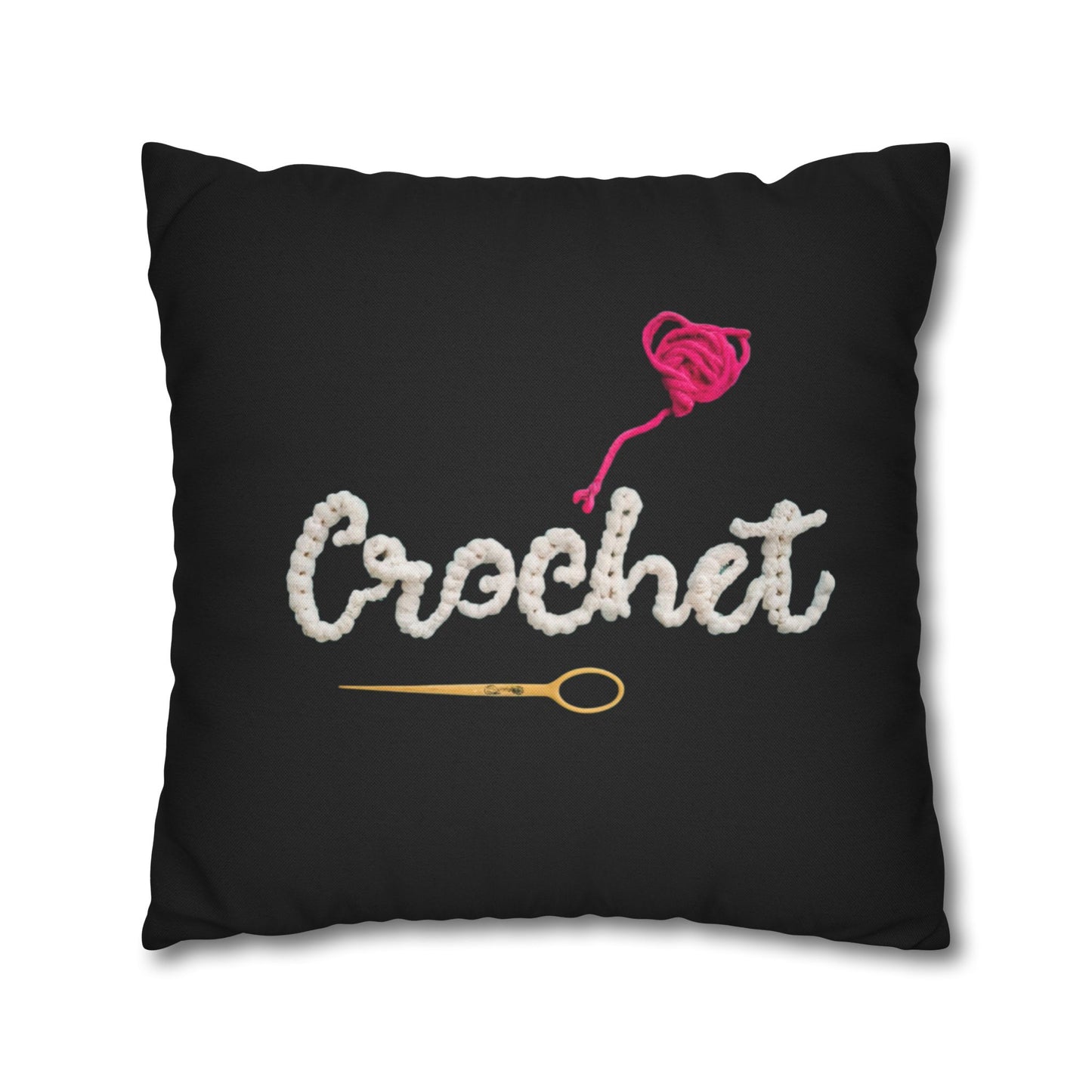 Crochet Love Gift - Heartfelt Fabric Fashion Collector Style - Spun Polyester Square Pillow Case