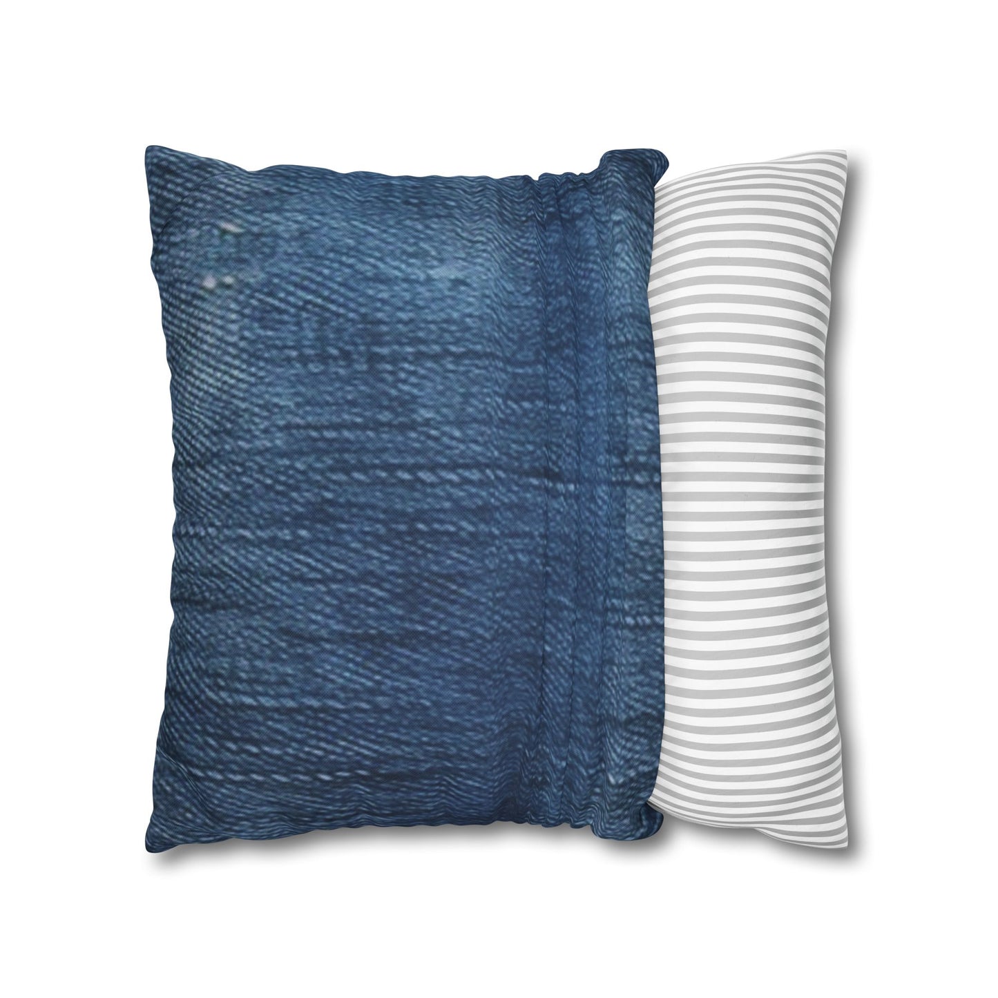 Indigo Splash: Washed Denim Reverie in Deep Blue - Spun Polyester Square Pillow Case