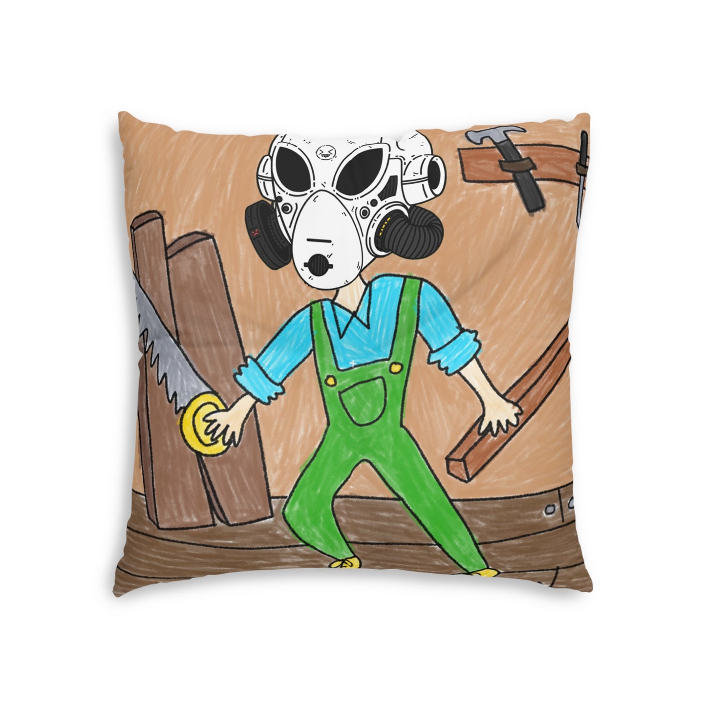 Master Crafter Robotic Alien LOL Visitor Tool Utility Tufted Floor Pillow, Square