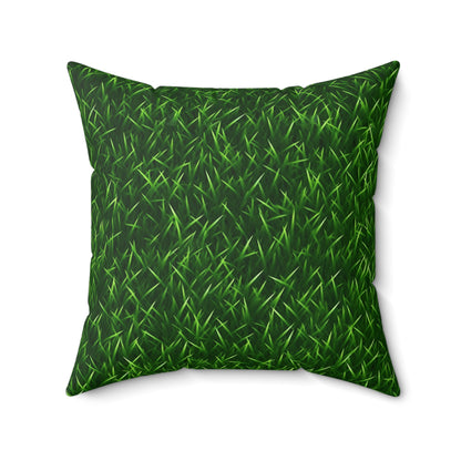 Touch Grass Indoor Style Outdoor Green Artificial Grass Turf - Spun Polyester Square Pillow