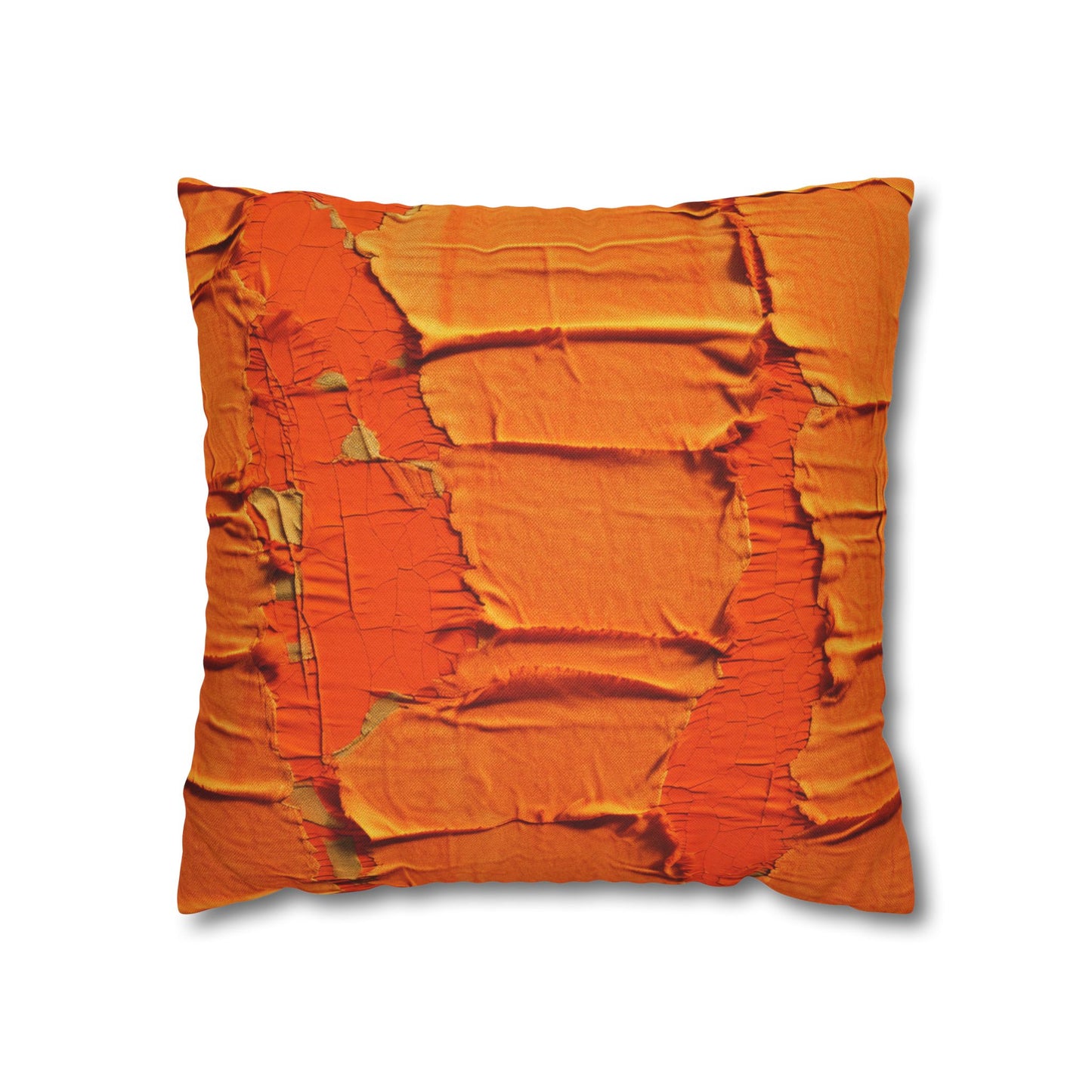 Fiery Citrus Orange: Edgy Distressed, Denim-Inspired Fabric - Spun Polyester Square Pillow Case