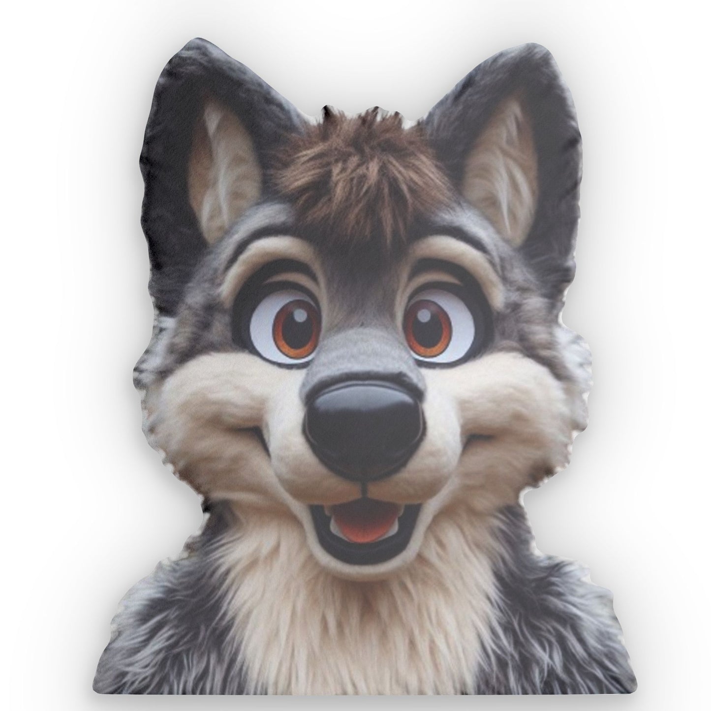 Wolf Furry Animal, Head Plush Wolve, Shaped Pillow