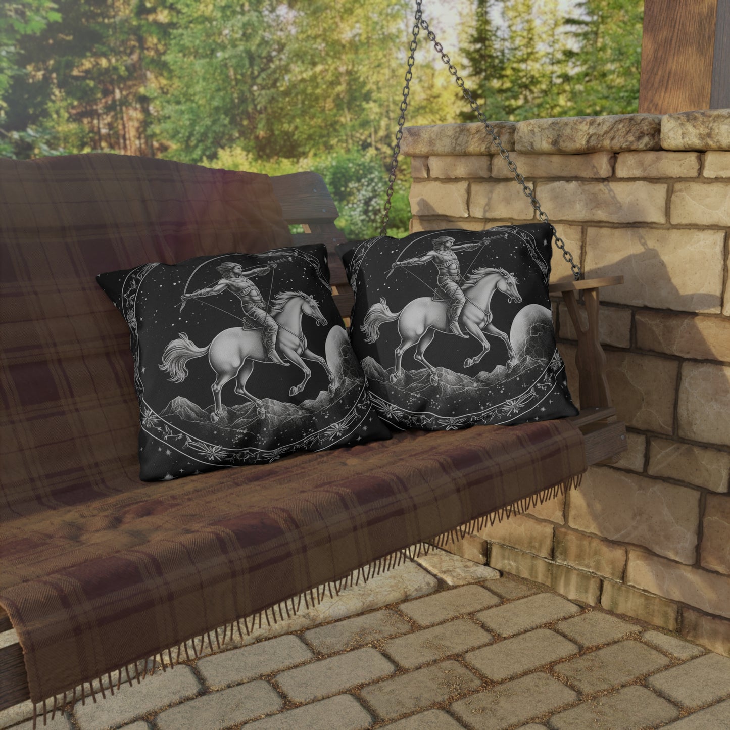 Sagittarius Zodiac UV-Resistant Outdoor Pillow, Water-Resistant, Spun Polyester