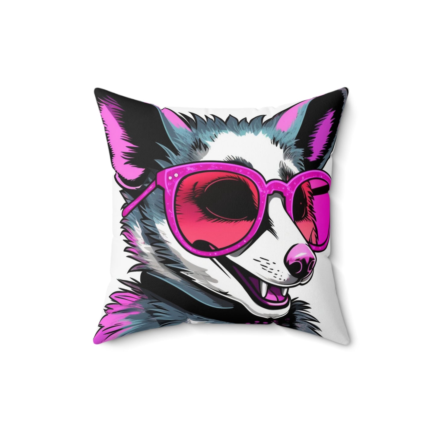 Enthusiastic Opossum Graphic Spun Polyester Square Pillow