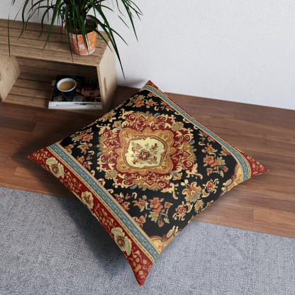 Tufted Floor Pillow, Oriental-Inspired Design, Polyester & Stitching