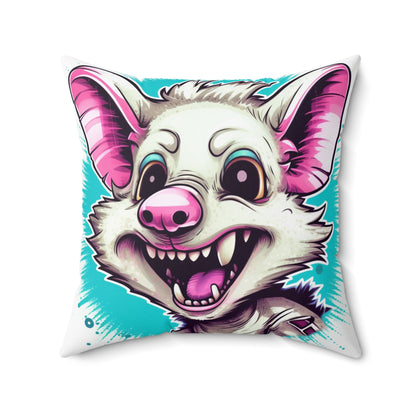 Animated Opossum Retro Anime Fun Graphic Spun Polyester Square Pillow