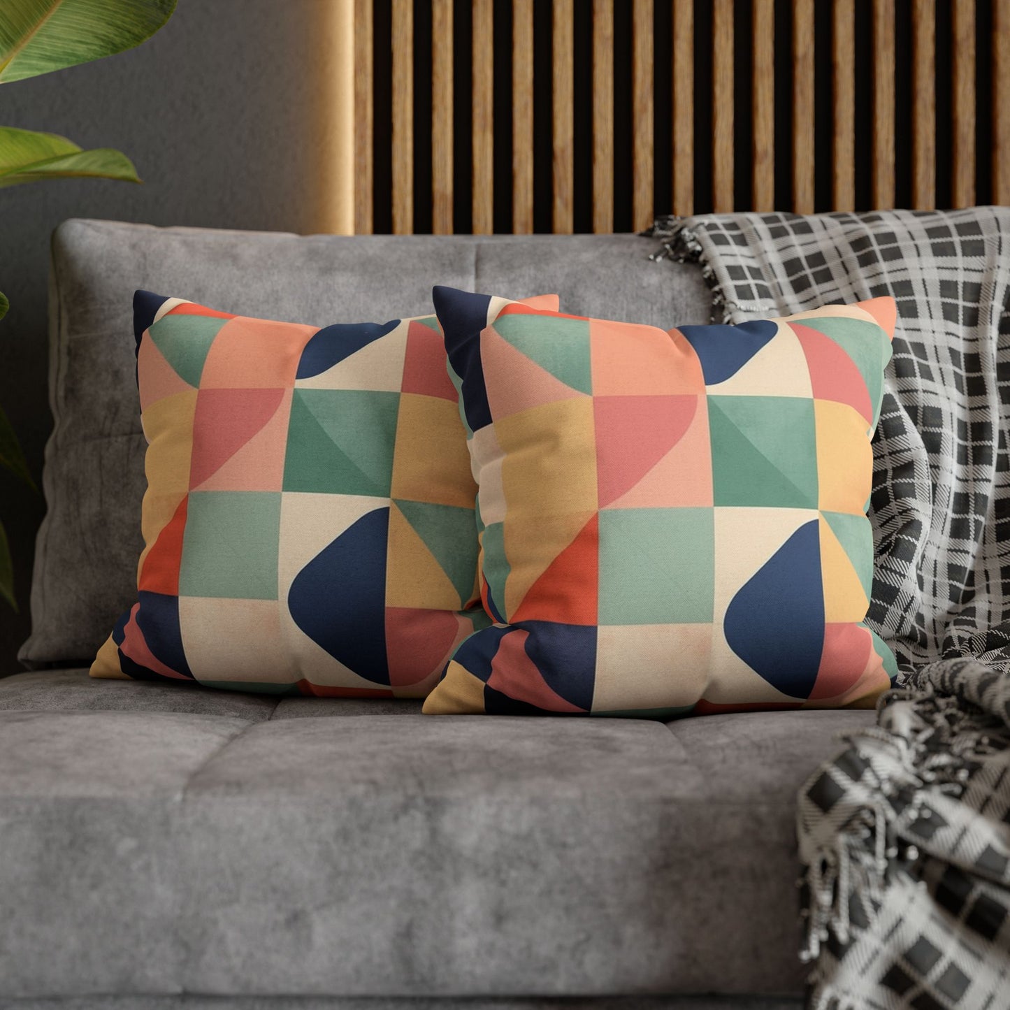 Minimalist Geometric Shapes - Pastel Decor Design Spun Polyester Square Pillow Case