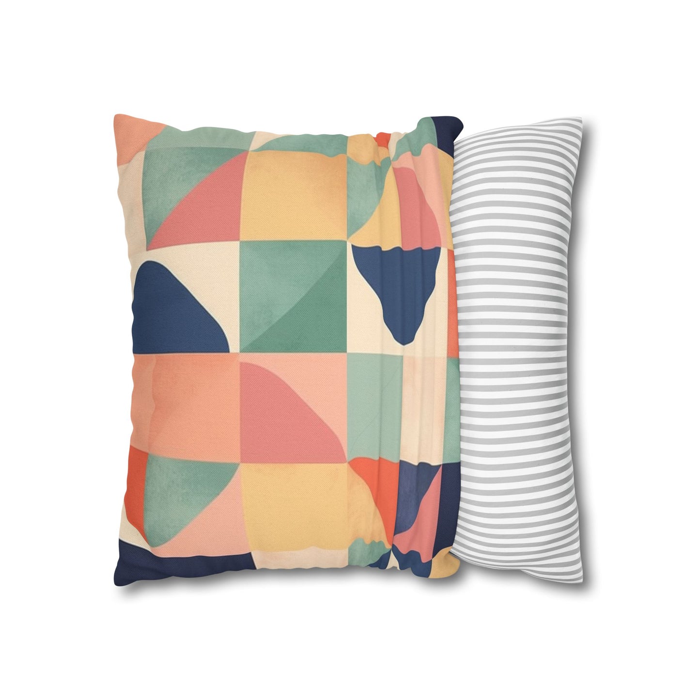 Minimalist Geometric Shapes - Pastel Decor Design Spun Polyester Square Pillow Case