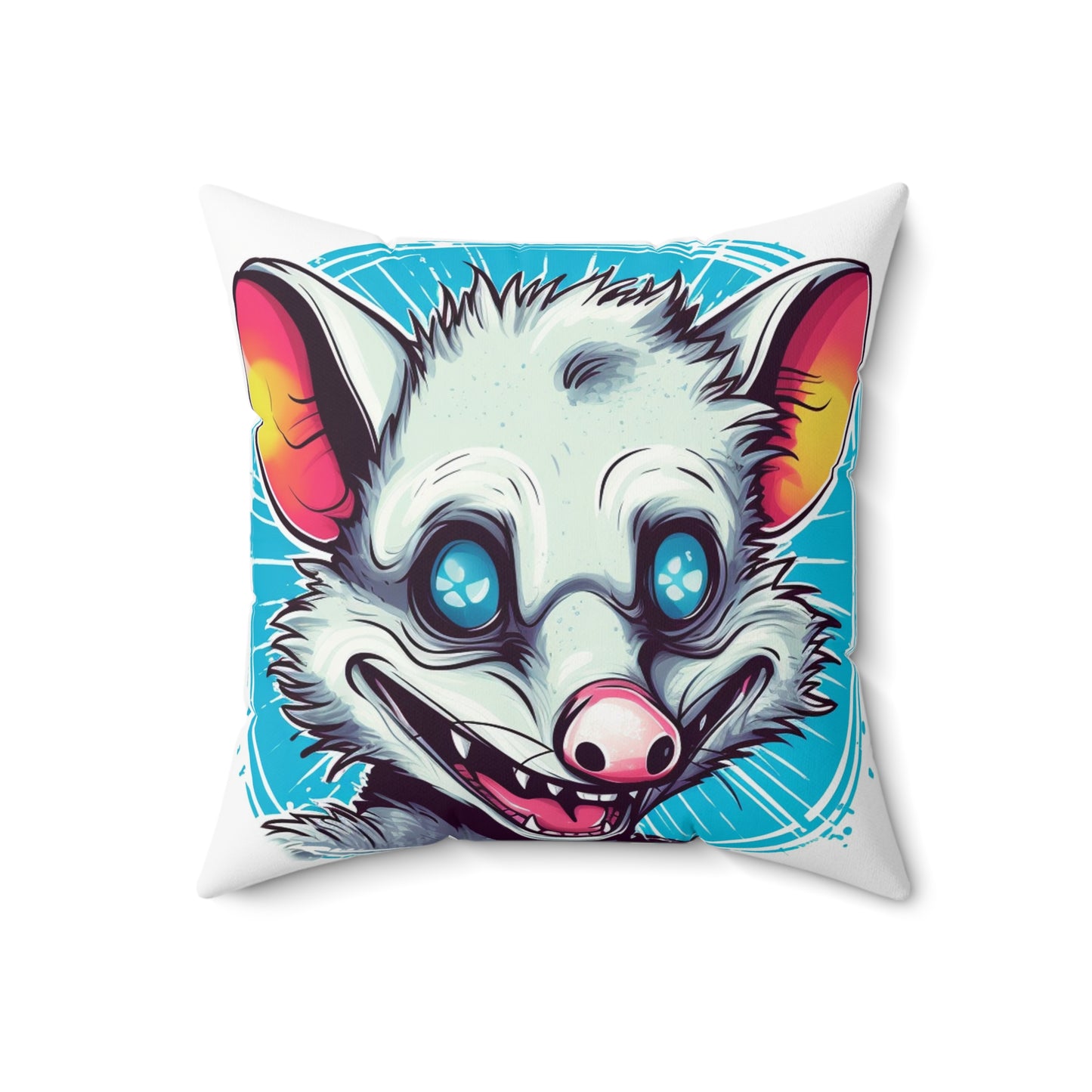 Delightful Opossum Summer Animation Spun Polyester Square Pillow