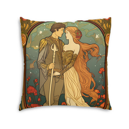 Lovers Tarot Card - Detailed Reading Symbolism, Full-Color Illustration - Tufted Floor Pillow, Square