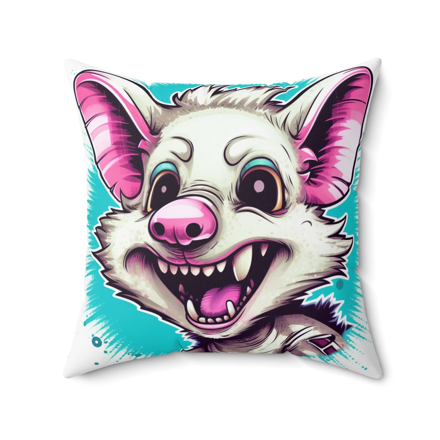 Animated Opossum Retro Anime Fun Graphic Spun Polyester Square Pillow