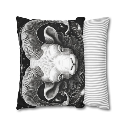 Aries Zodiac Sign Spun Polyester Square Pillow Case, Double Sided Print