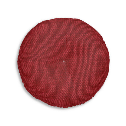 Bold Ruby Red: Denim-Inspired, Passionate Fabric Style - Tufted Floor Pillow, Round