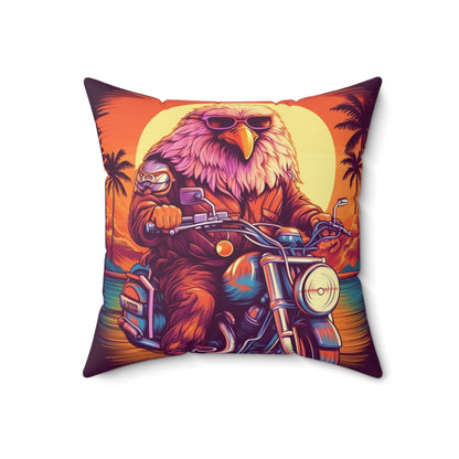 Classic American Motorcycle Ride Biker USA Style Spun Polyester Square Pillow