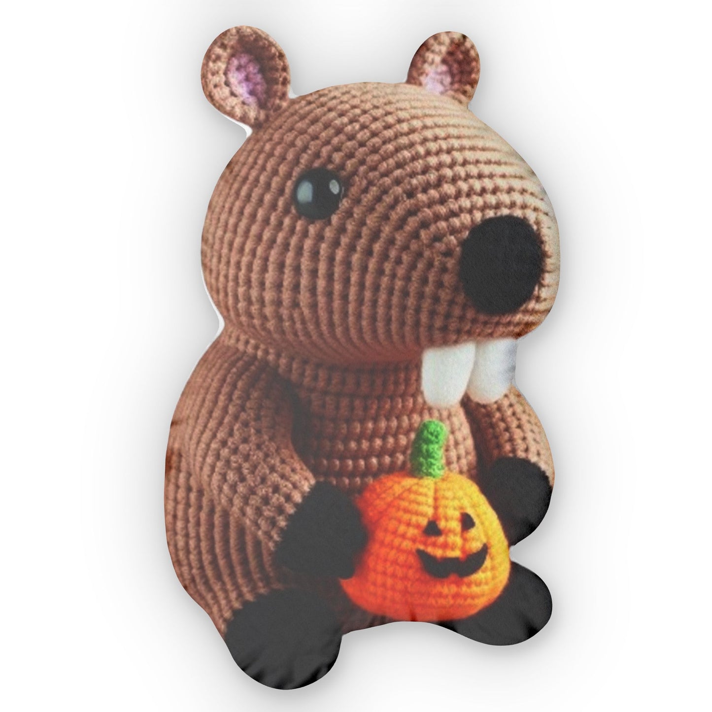 Halloween Capybara Crochet, Spooky Plush Gift, Shaped Pillow