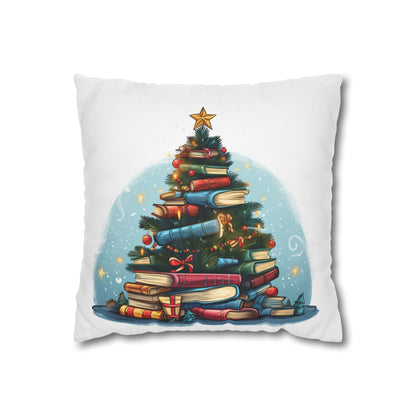 Book Lover Christmas Tree, Gift For Readers - Spun Polyester Square Pillow Case