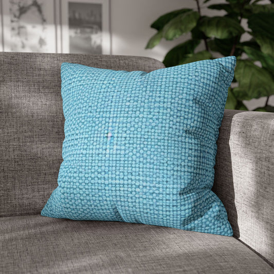 Bright Aqua Teal: Denim-Inspired Refreshing Blue Summer Fabric - Spun Polyester Square Pillow Case