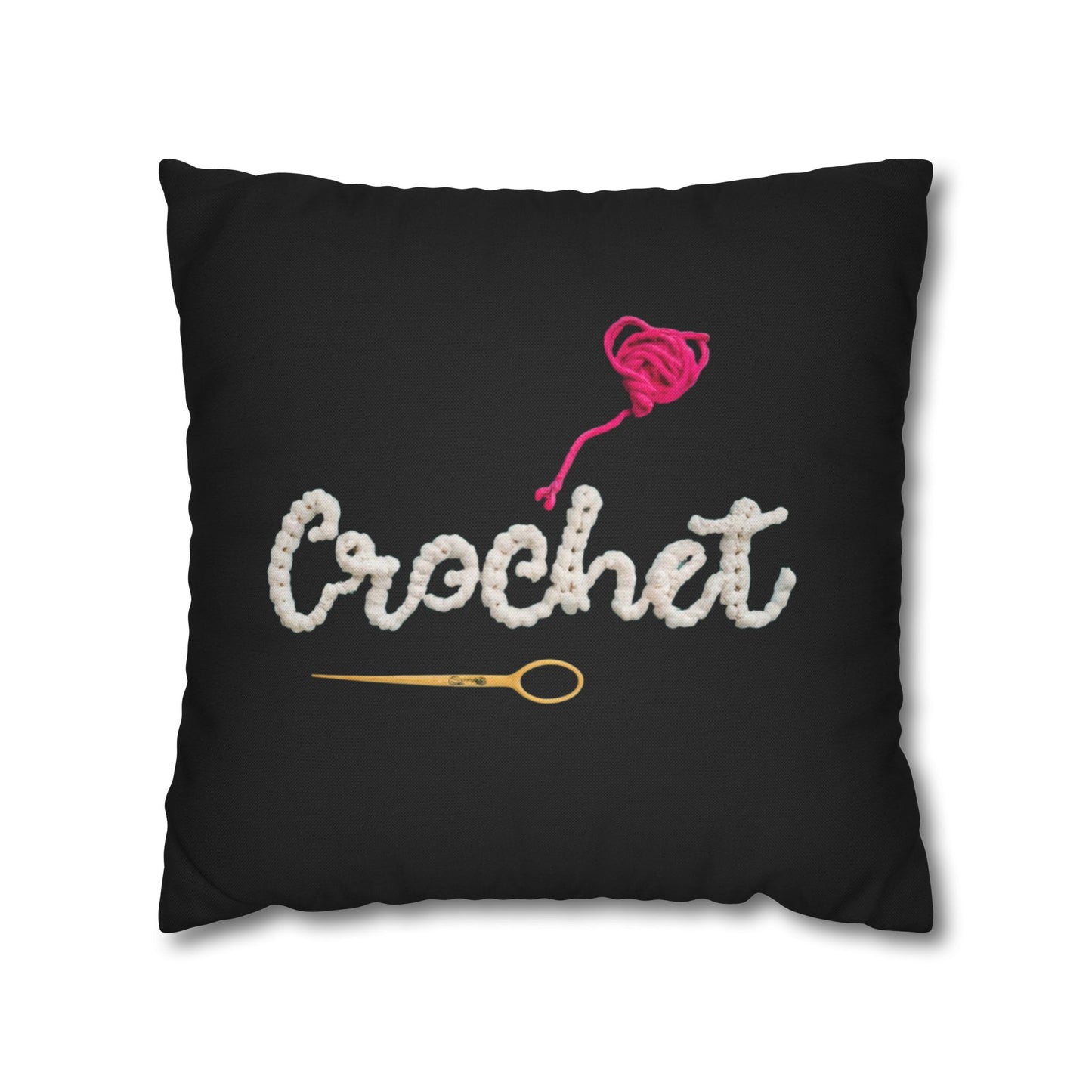 Crochet Love Gift - Heartfelt Fabric Fashion Collector Style - Spun Polyester Square Pillow Case