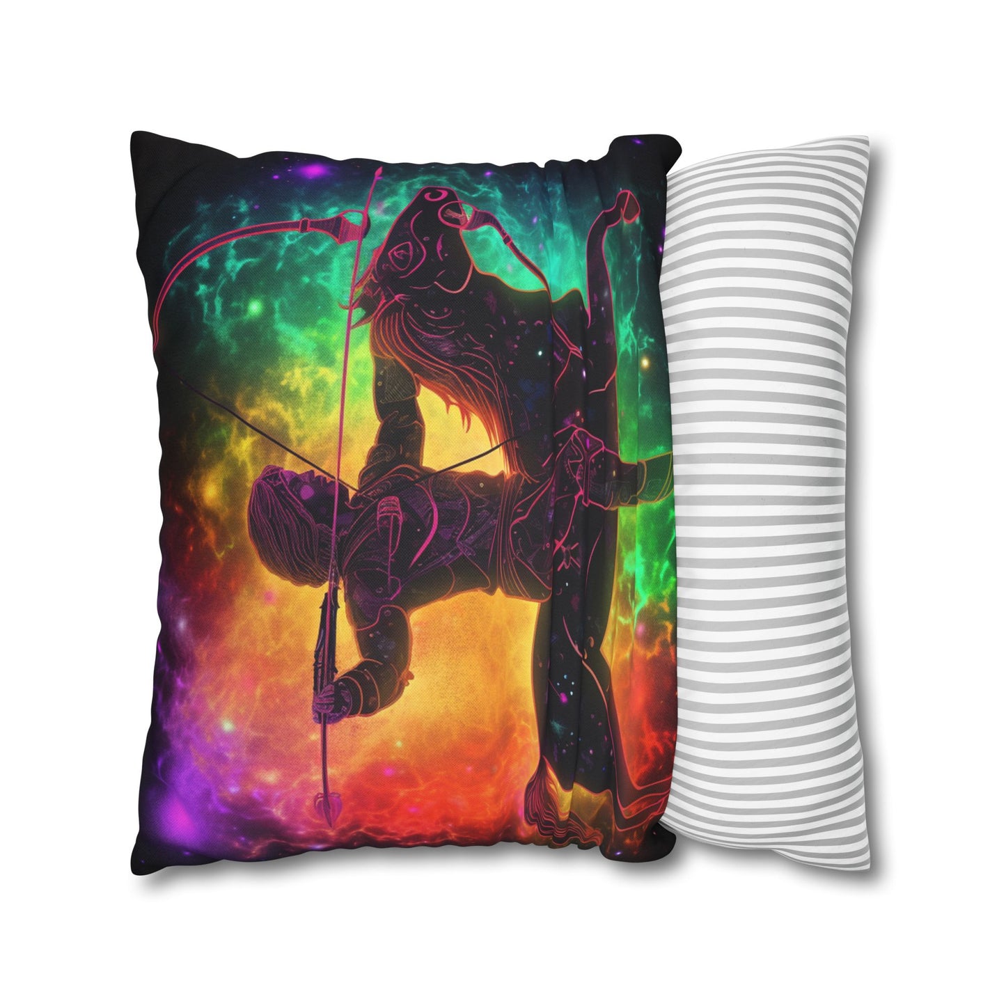 Colorful Sagittarius Zodiac Sign - Star Universe Theme - Spun Polyester Square Pillow Case