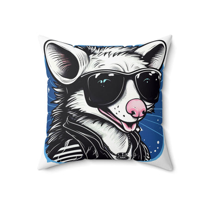 Whimsical Possum Retro Art Spun Polyester Square Pillow