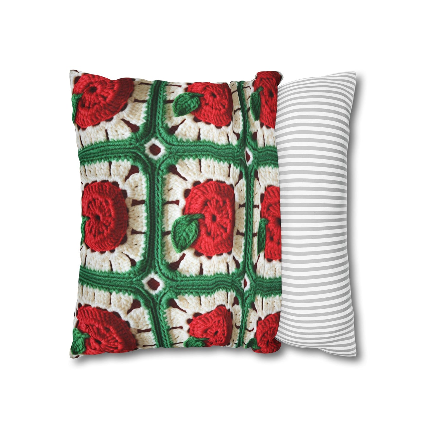 Apple Granny Square Crochet Pattern: Wild Fruit Tree, Delicious Red Design - Spun Polyester Square Pillow Case