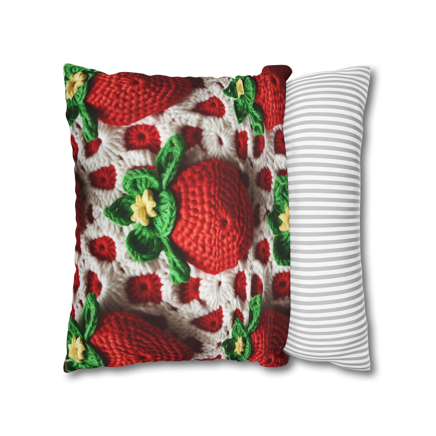 Strawberry Crochet Pattern - Amigurumi Strawberries - Fruit Design for Home and Gifts - Spun Polyester Square Pillow Case