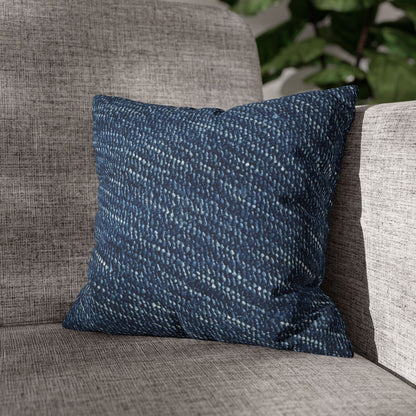 Denim-Inspired Design - Distinct Textured Fabric Pattern - Spun Polyester Square Pillow Case