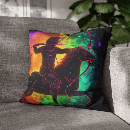 Colorful Sagittarius Zodiac Sign - Star Universe Theme - Spun Polyester Square Pillow Case