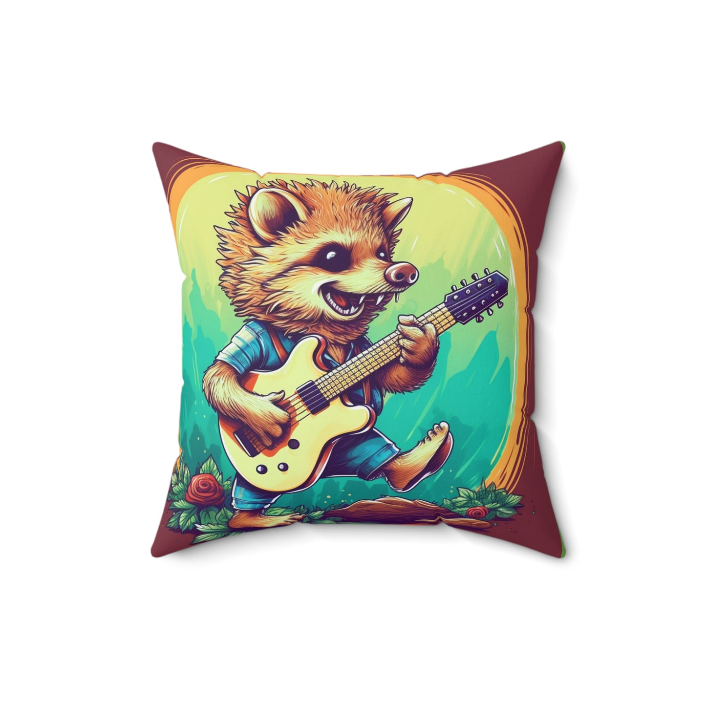 Hedgehog Stylish Culture Band Music Graphic Spun Polyester Square Pillow