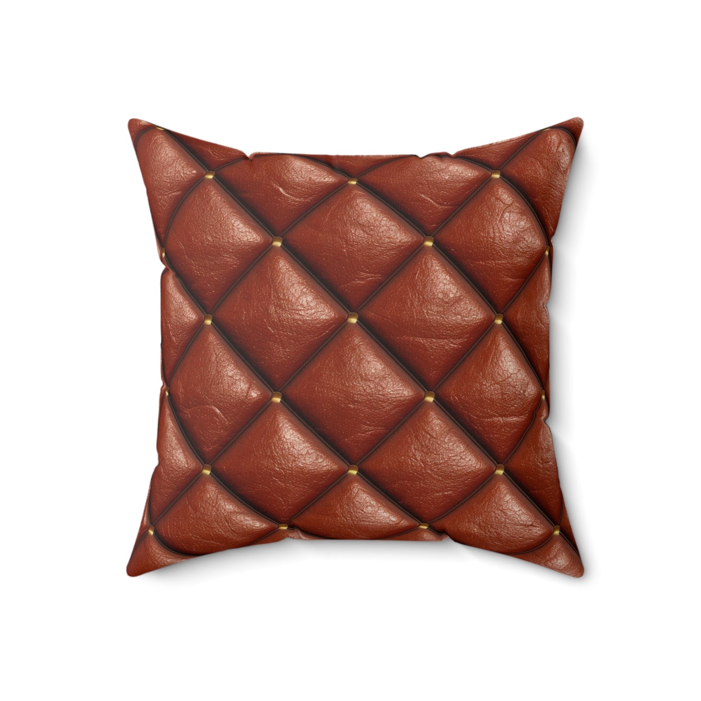 Brown Leather Cognac Pattern Rugged Durable Design Style - Spun Polyester Square Pillow