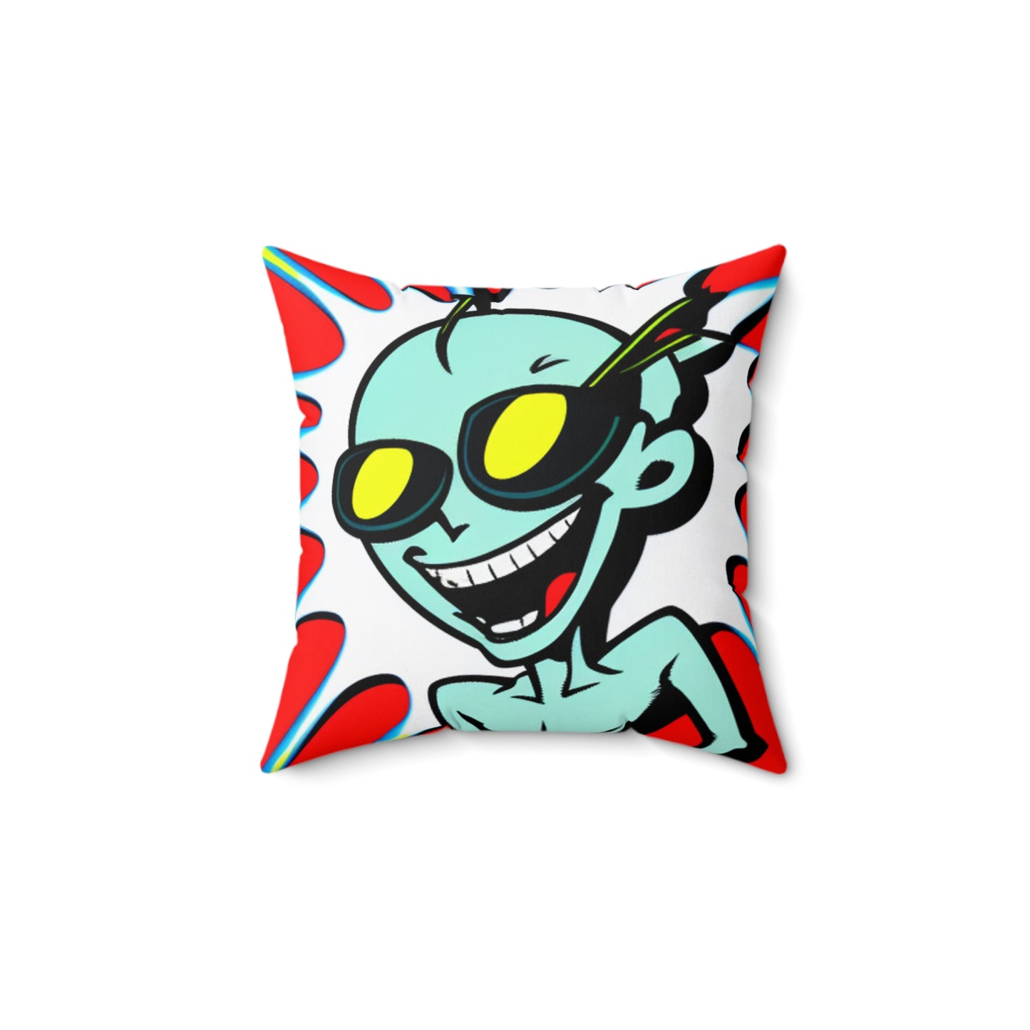 Alien Cartoon Happy Style Pop Culture Spun Polyester Square Pillow