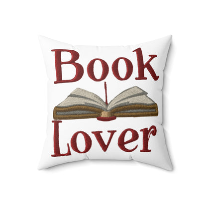 Open Book Embroidery Art: Book Lover Text for Avid Readers - Spun Polyester Square Pillow