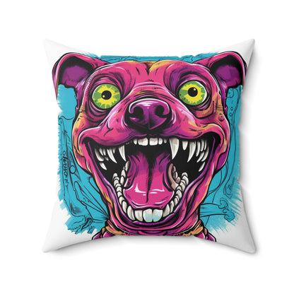 Retro Alien Dog Cartoon Aesthetic Spun Polyester Square Pillow