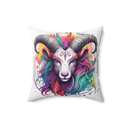 Chill Capricorn Style - Fine Line Multicolor Astrology Design - Spun Polyester Square Pillow