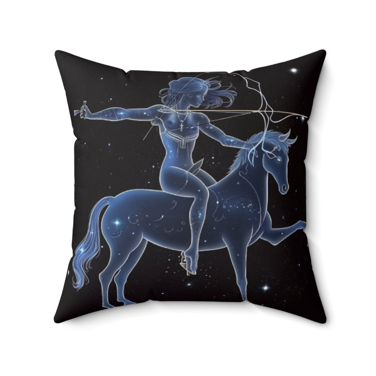 Sagittarius Zodiac in Starlit Universe - Fluorescent Colors - Spun Polyester Square Pillow