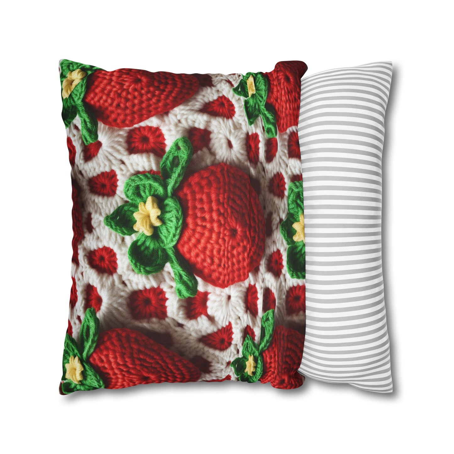 Strawberry Crochet Pattern - Amigurumi Strawberries - Fruit Design for Home and Gifts - Spun Polyester Square Pillow Case