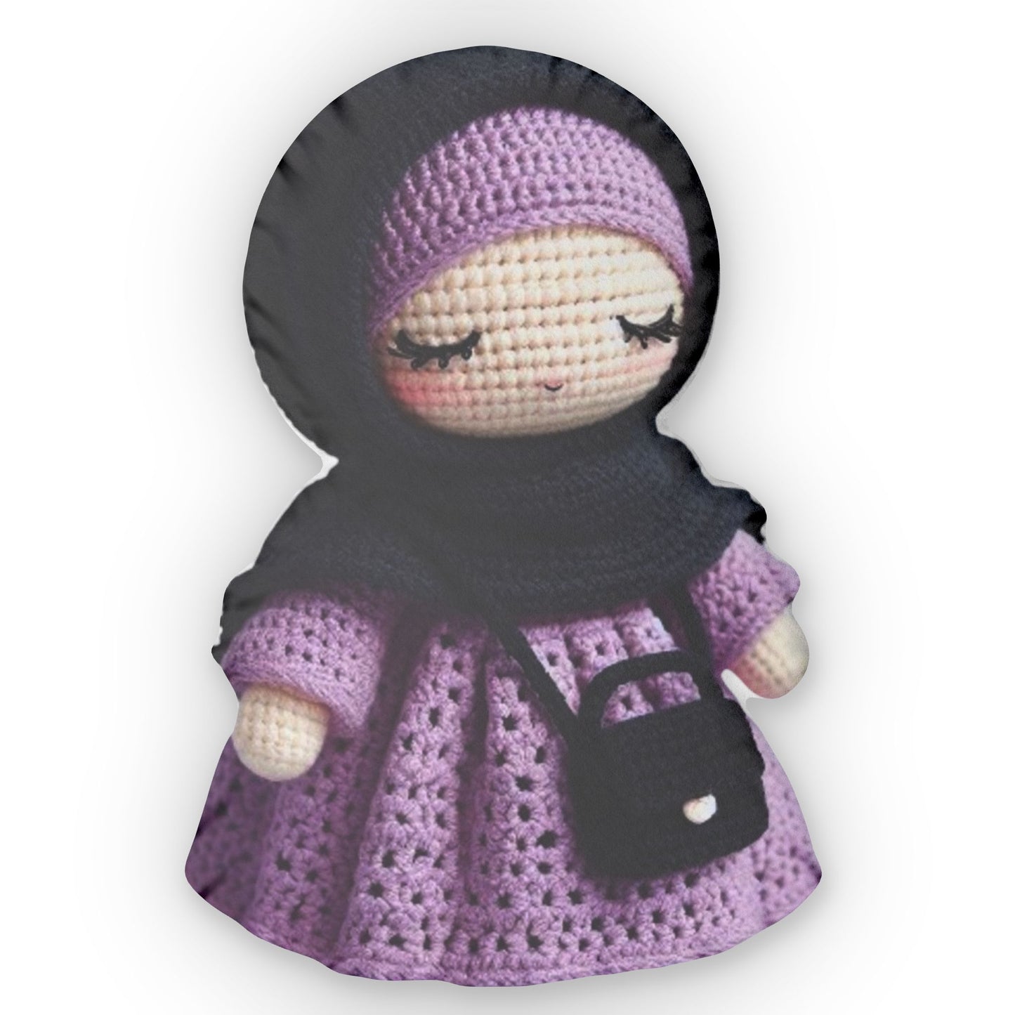 Charming Crochet Hijab Doll in Lavender - Amigurumi Figure, Cultural Treasure, Ideal for Ramadan and Eid Gifts, Keepsake, Shaped Pillow