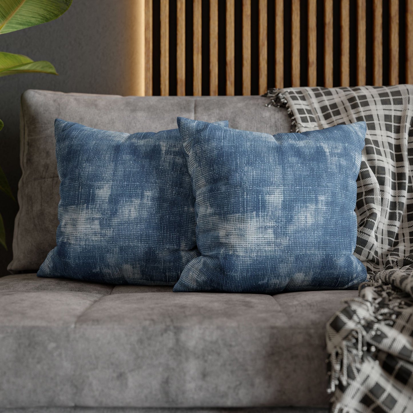 Faded Blue Washed-Out: Denim-Inspired, Style Fabric - Spun Polyester Square Pillow Case