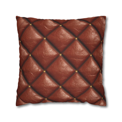 Brown Leather Cognac Pattern Rugged Durable Design Style - Spun Polyester Square Pillow Case