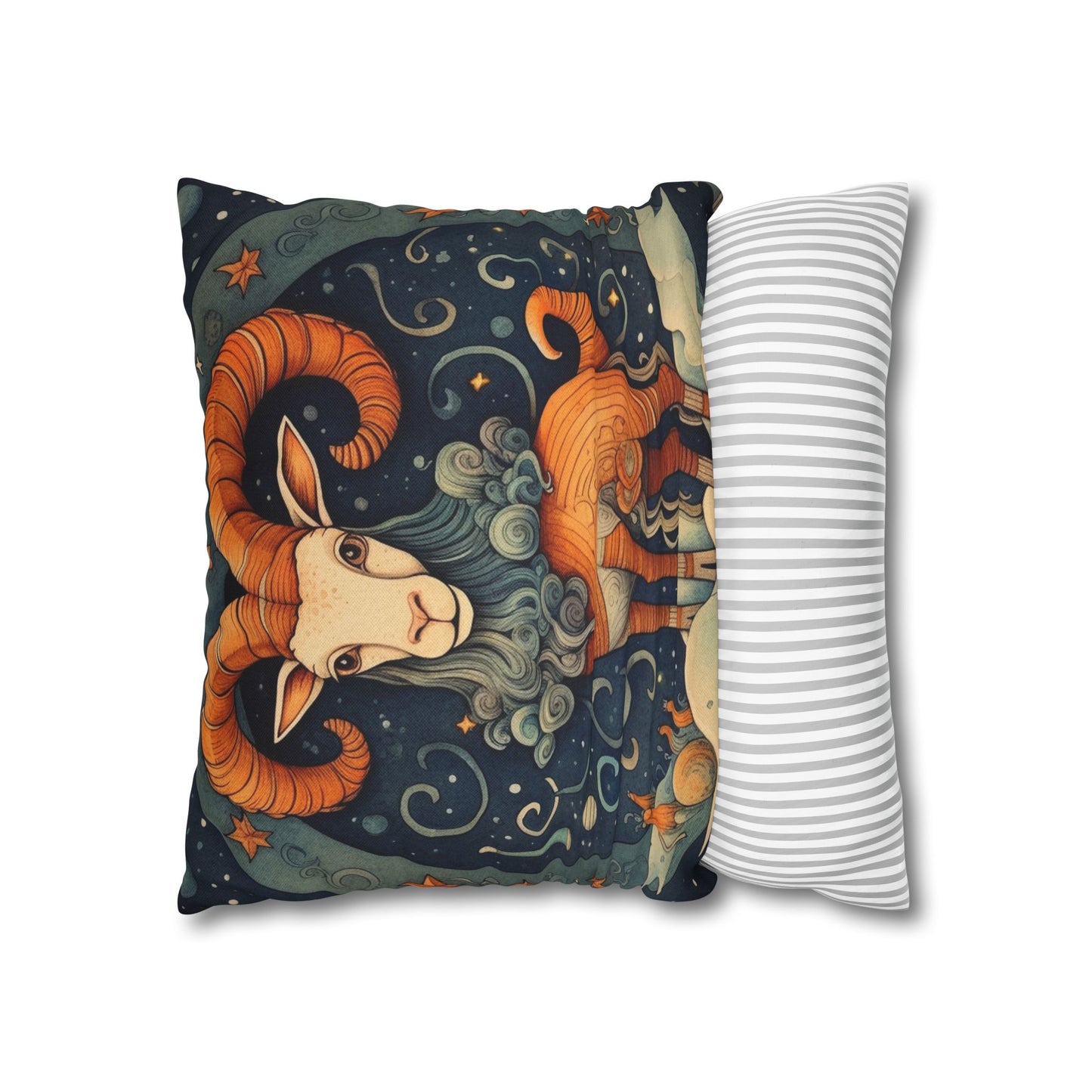 Capricorn Zodiac Children's Book Style Humorous Design - Spun Polyester Square Pillow Case